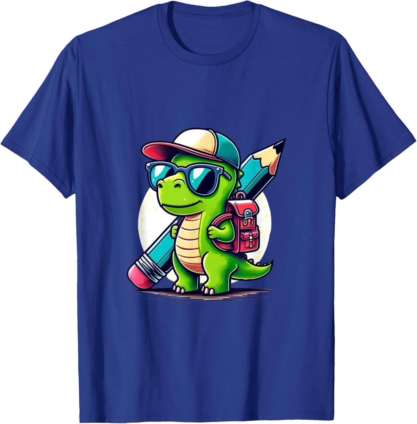 Dinosaur School Pen Dino Cartoon Back to School T-Shirt - T-Shirt | Royal