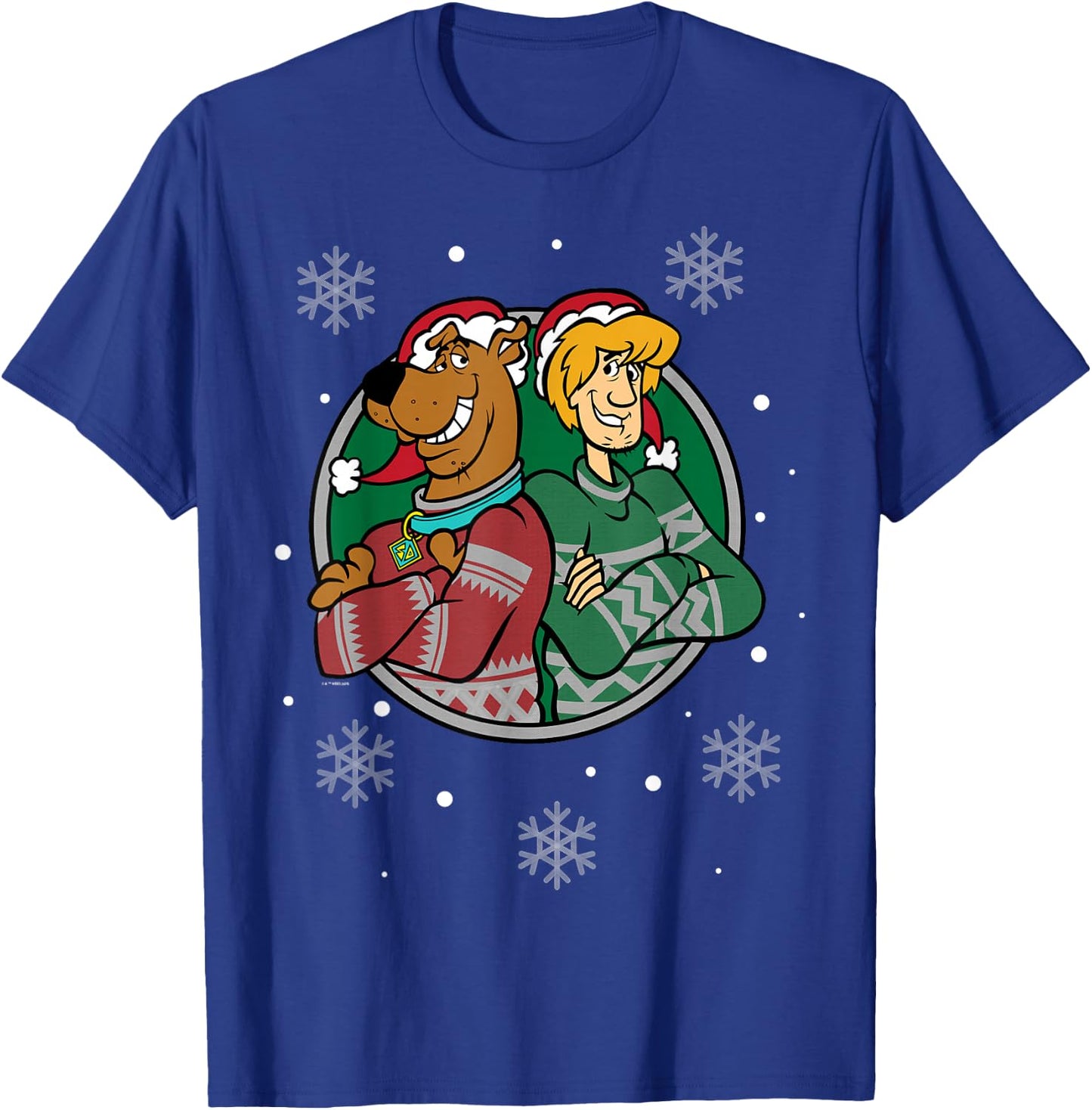 Christmas Scooby Doo Shaggy Arms Crossed Snowing T-Shirt - T-Shirt | Royal
