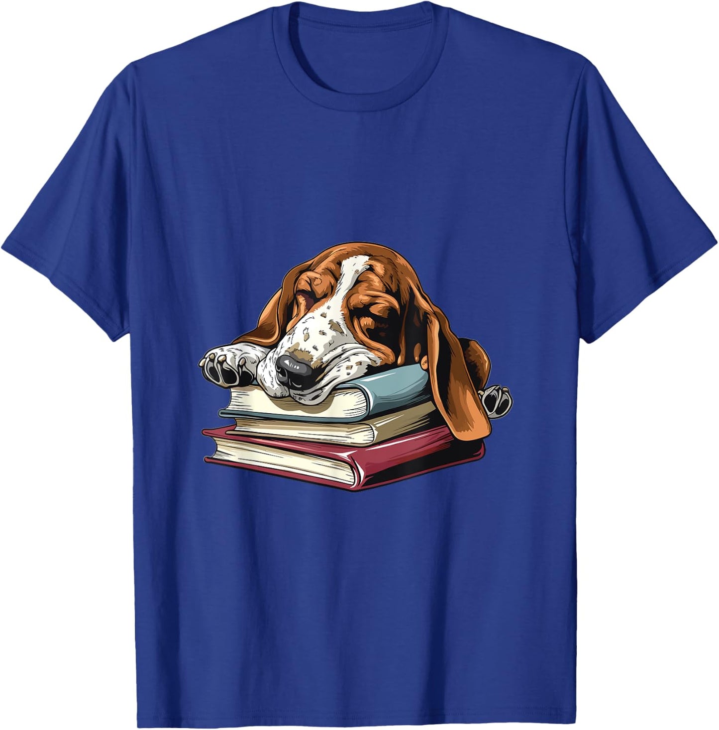 Basset Hound Books Dog Breed Graphic Men Women Girls Kids T-Shirt - T-Shirt | Royal