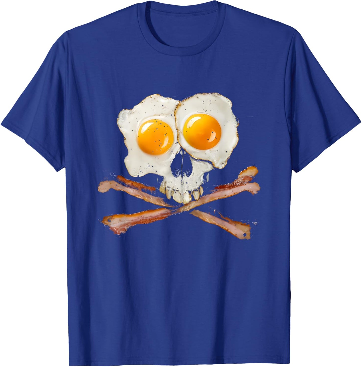 Bacon And Eggs Skull - Vintage Graphic Bacon Lover T-Shirt - T-Shirt | Royal