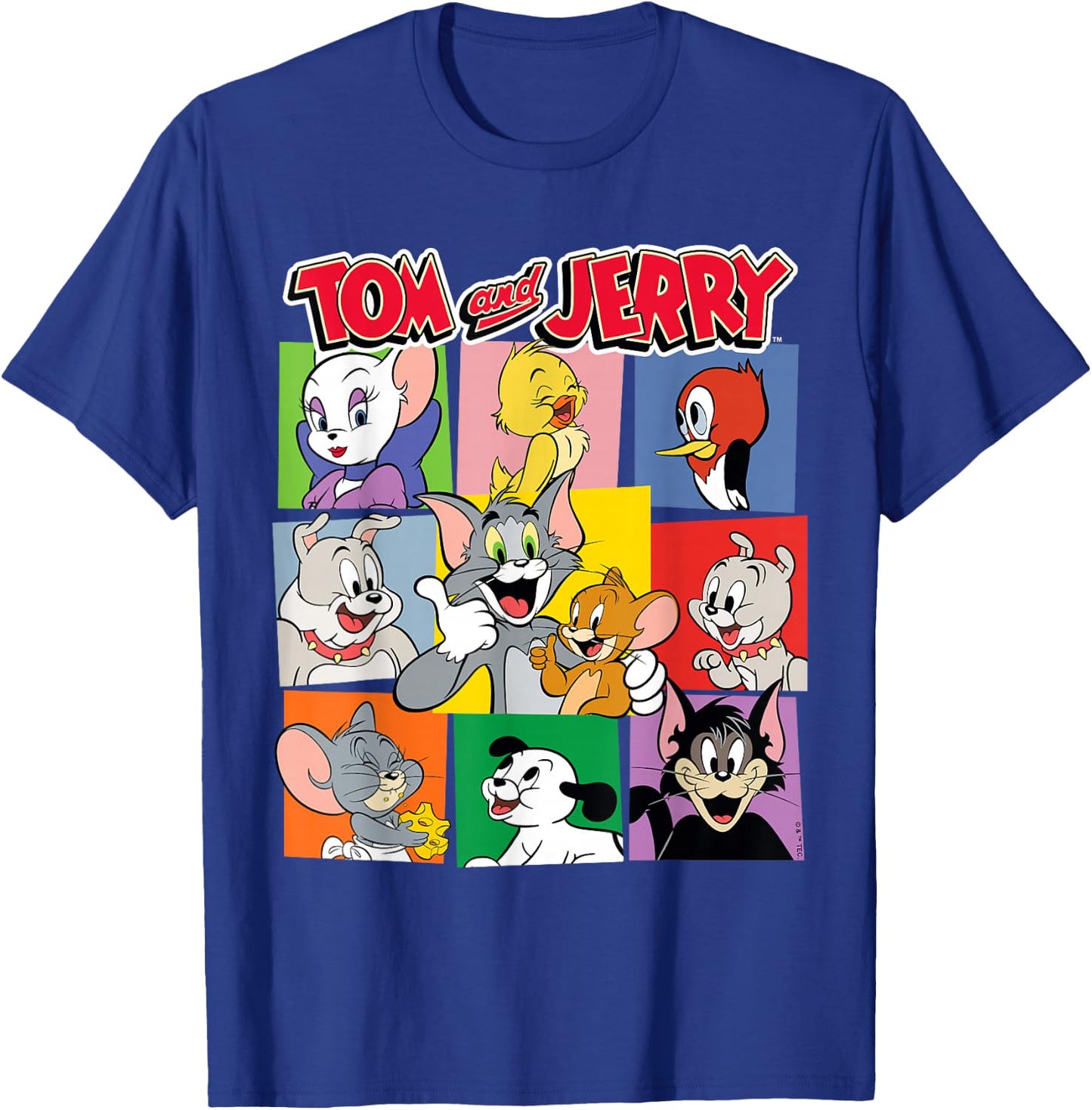 Tom and Jerry Character Squares T-Shirt - T-Shirt | Royal