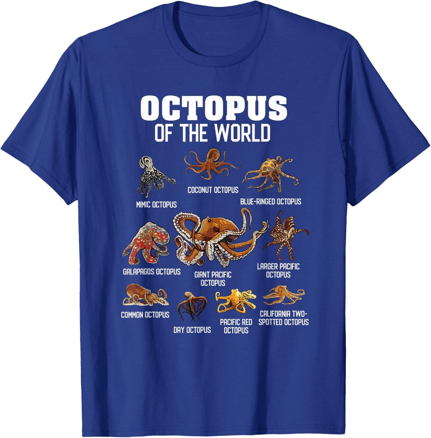 Octopus Shirt Cephalopod Animals of The World Octopus Lover T-Shirt - T-Shirt | Royal