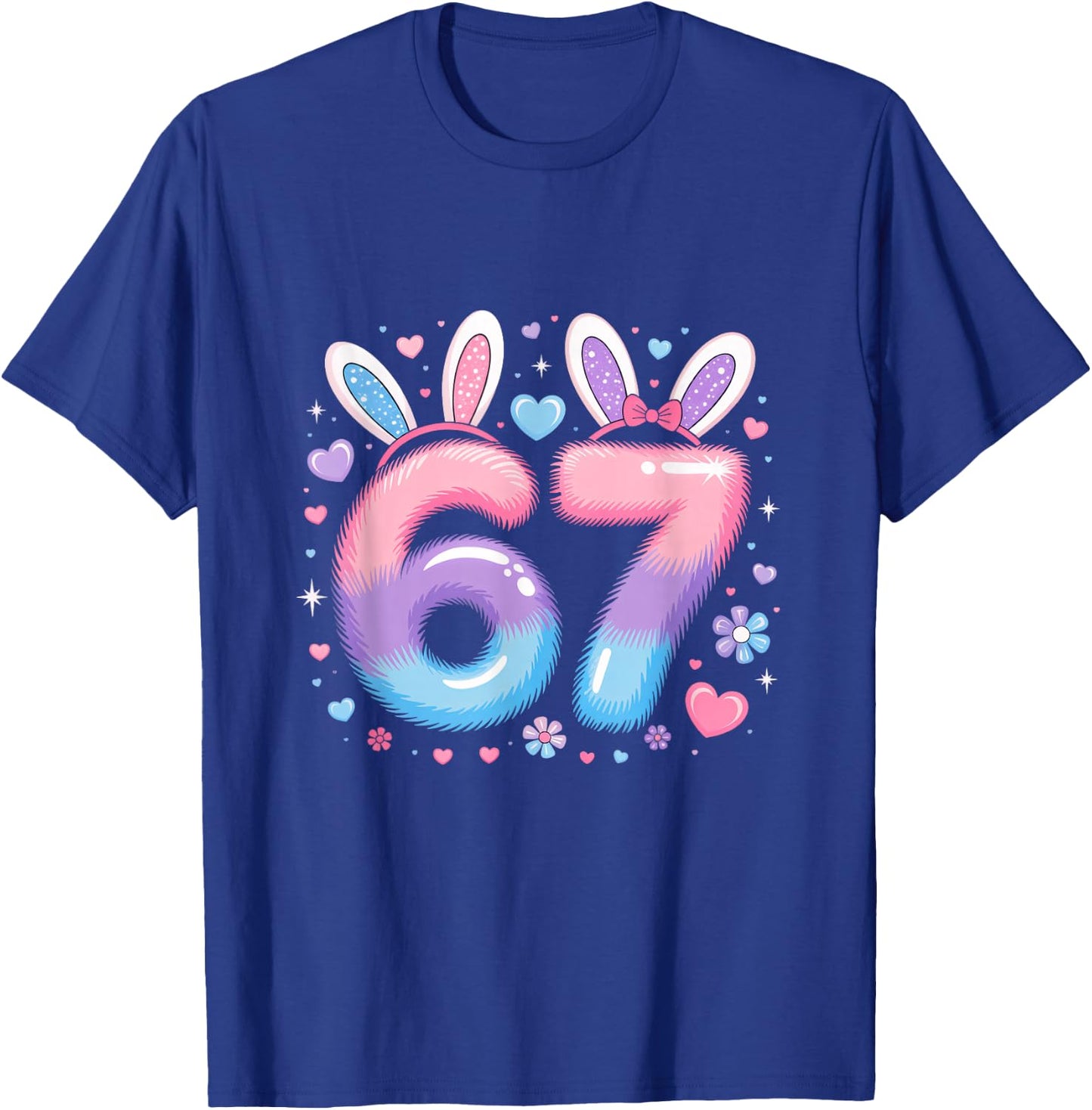 67 Six Seven Girls Youth Purple Pink Bunny 67 T-Shirt - T-Shirt | Royal