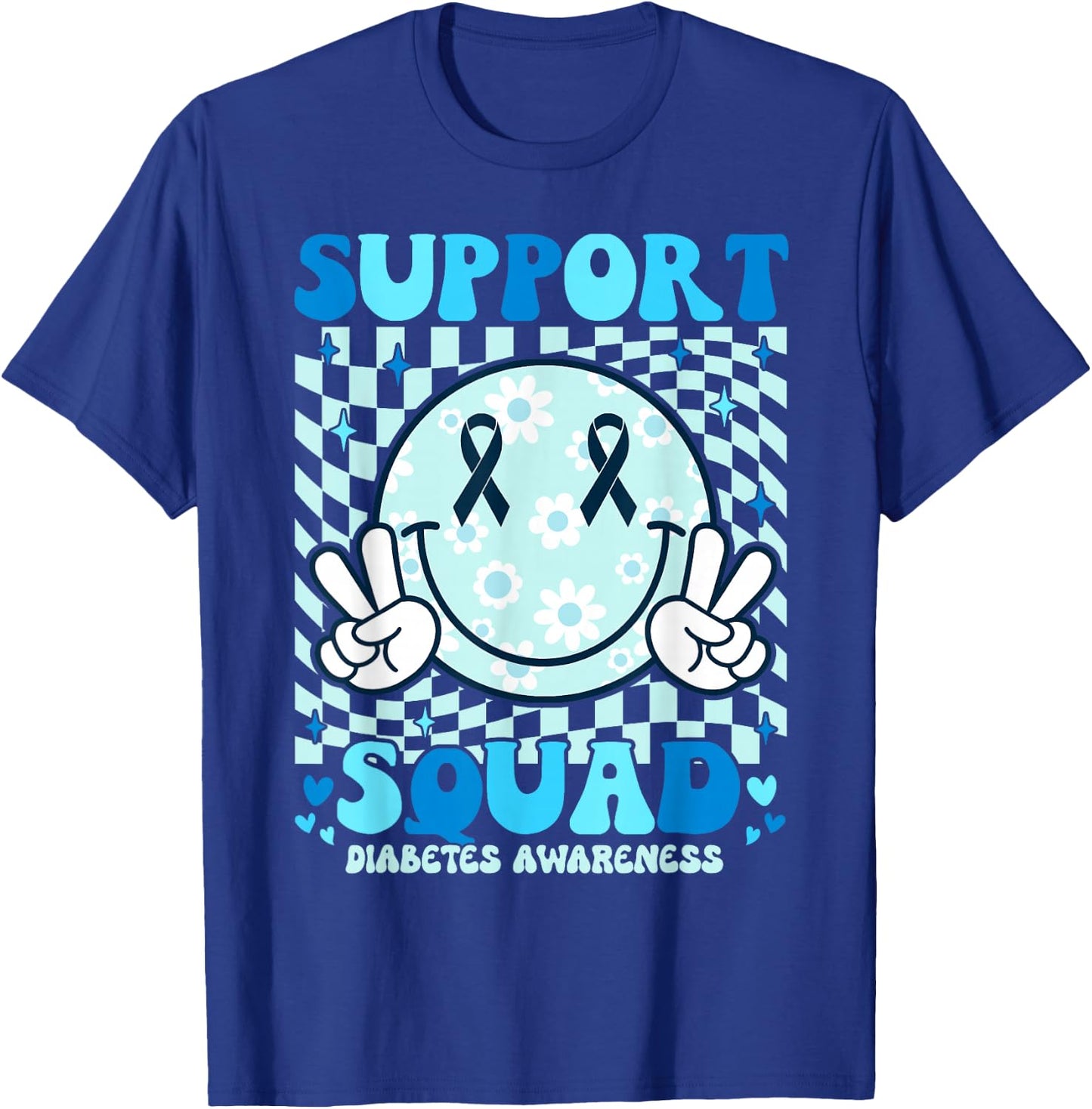 Support Squad Diabetes Awareness Shirt Blue Smile T1D Type 1 T-Shirt - T-Shirt | Royal