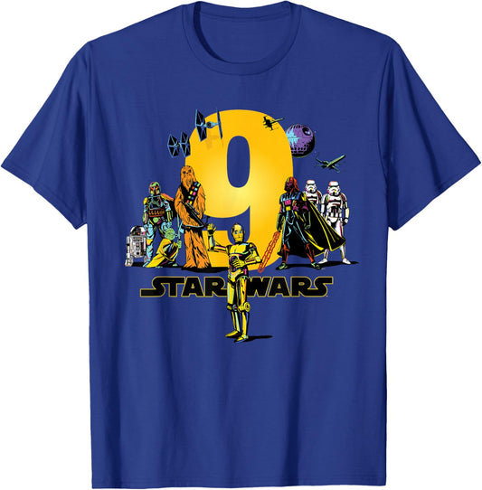 Star Wars Classic Characters Ninth Birthday 9 Years Old , black T-Shirt - T-Shirt | Royal
