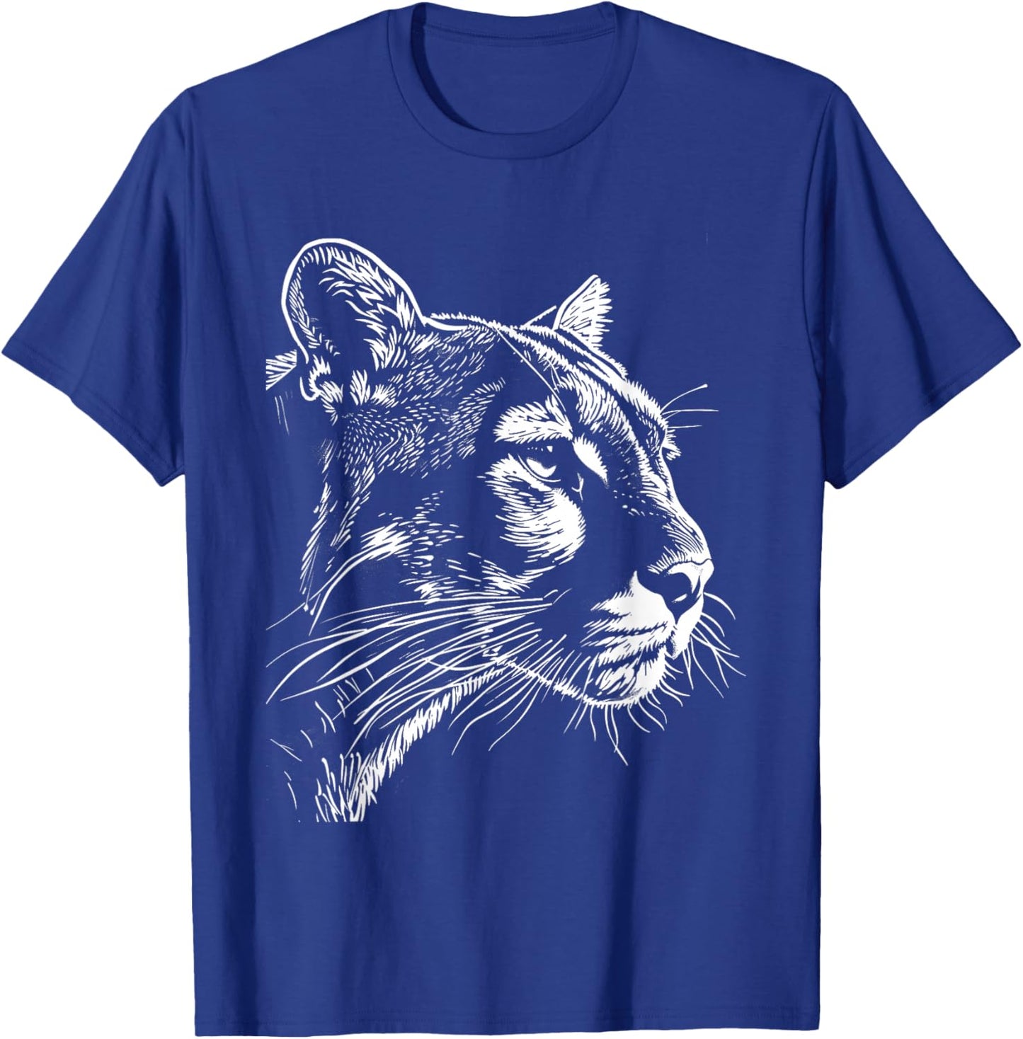 Cougar Face Cougars Mountain Lion Big Cat Animal Vintage T-Shirt - T-Shirt | Royal