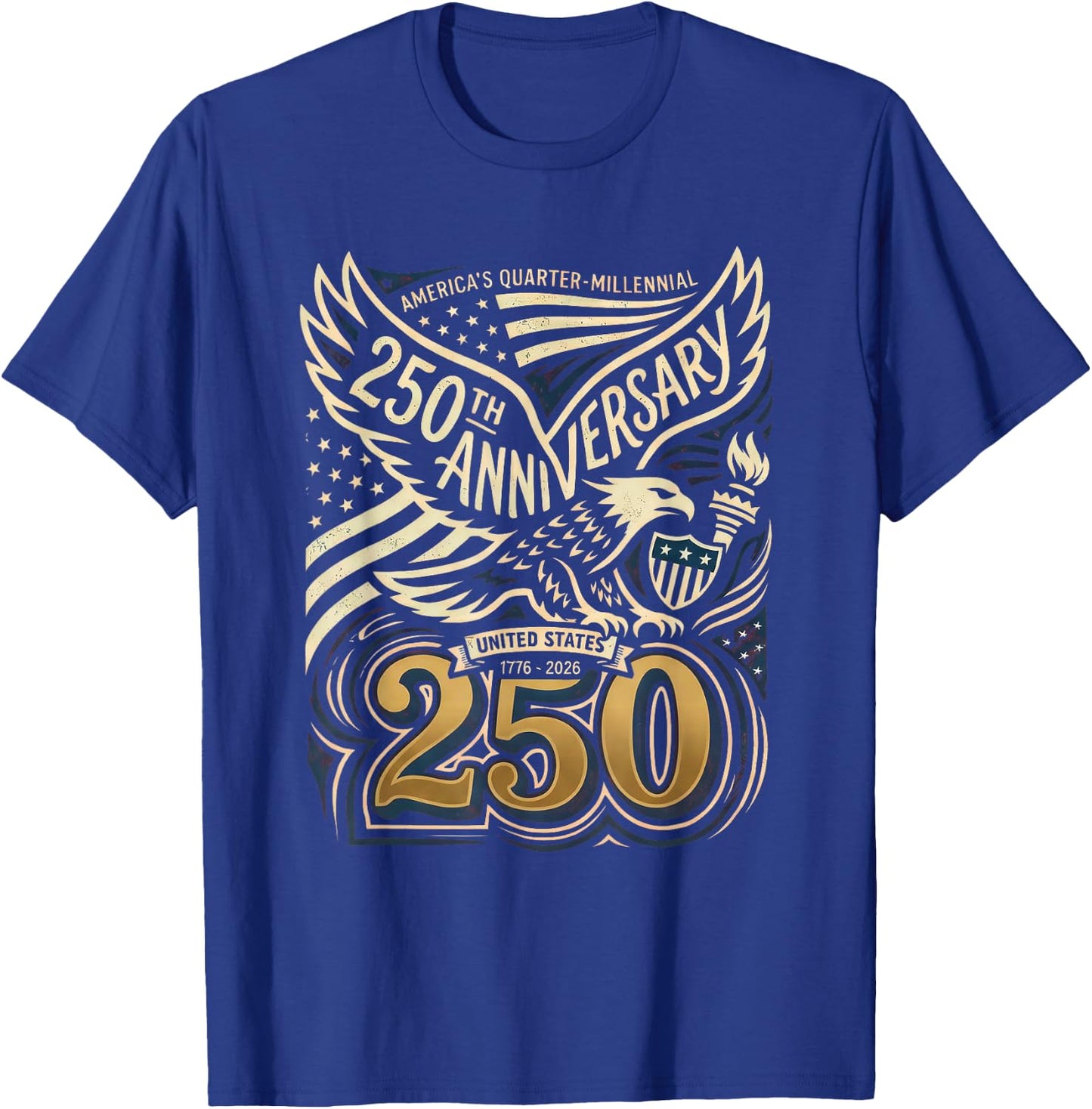 Patriotic Vintage 250th Anniversary USA 250 Year 4th of July T-Shirt - T-Shirt | Royal
