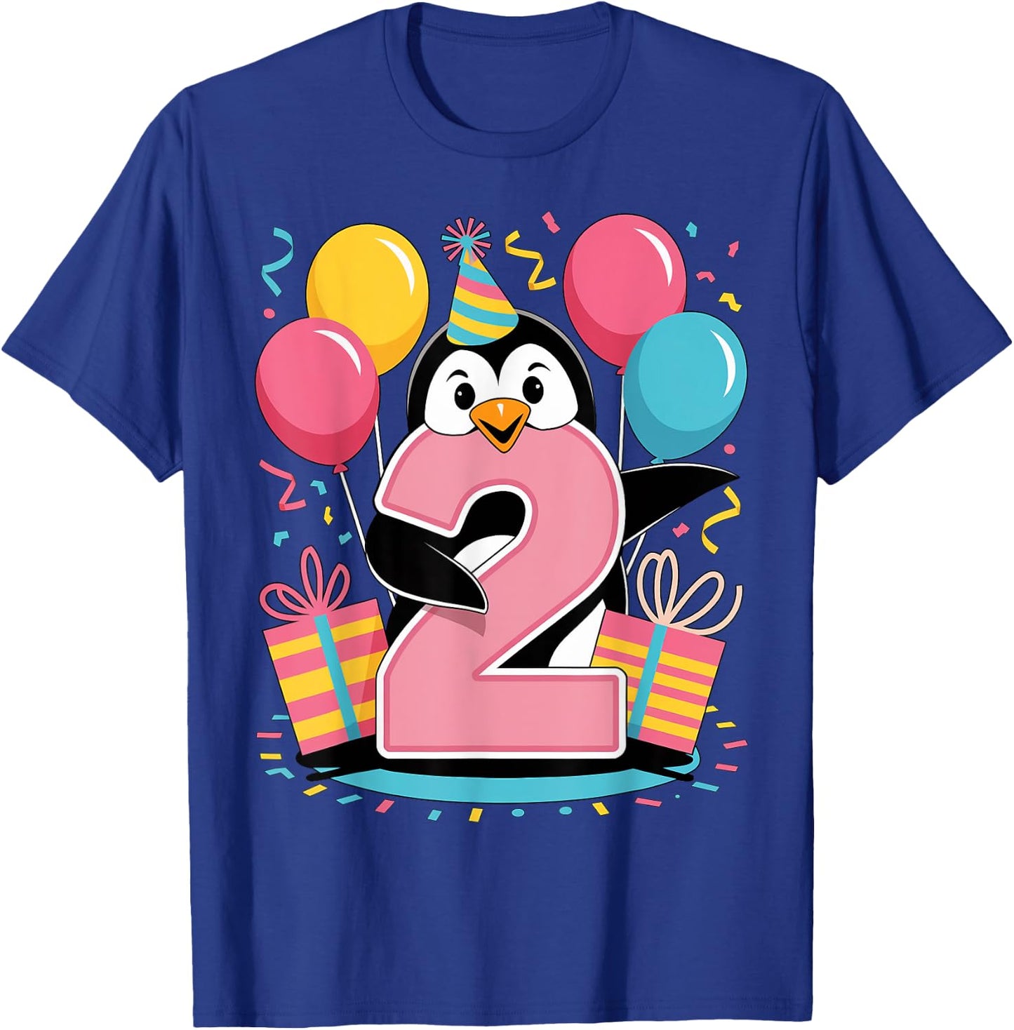 Penguin 2nd birthday boy girl 2 years old second two Penguin T-Shirt - T-Shirt | Royal