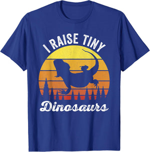 Retro I Raise Tiny Dinosaurs Funny Vintage Bearded Dragon T-Shirt - T-Shirt | Royal