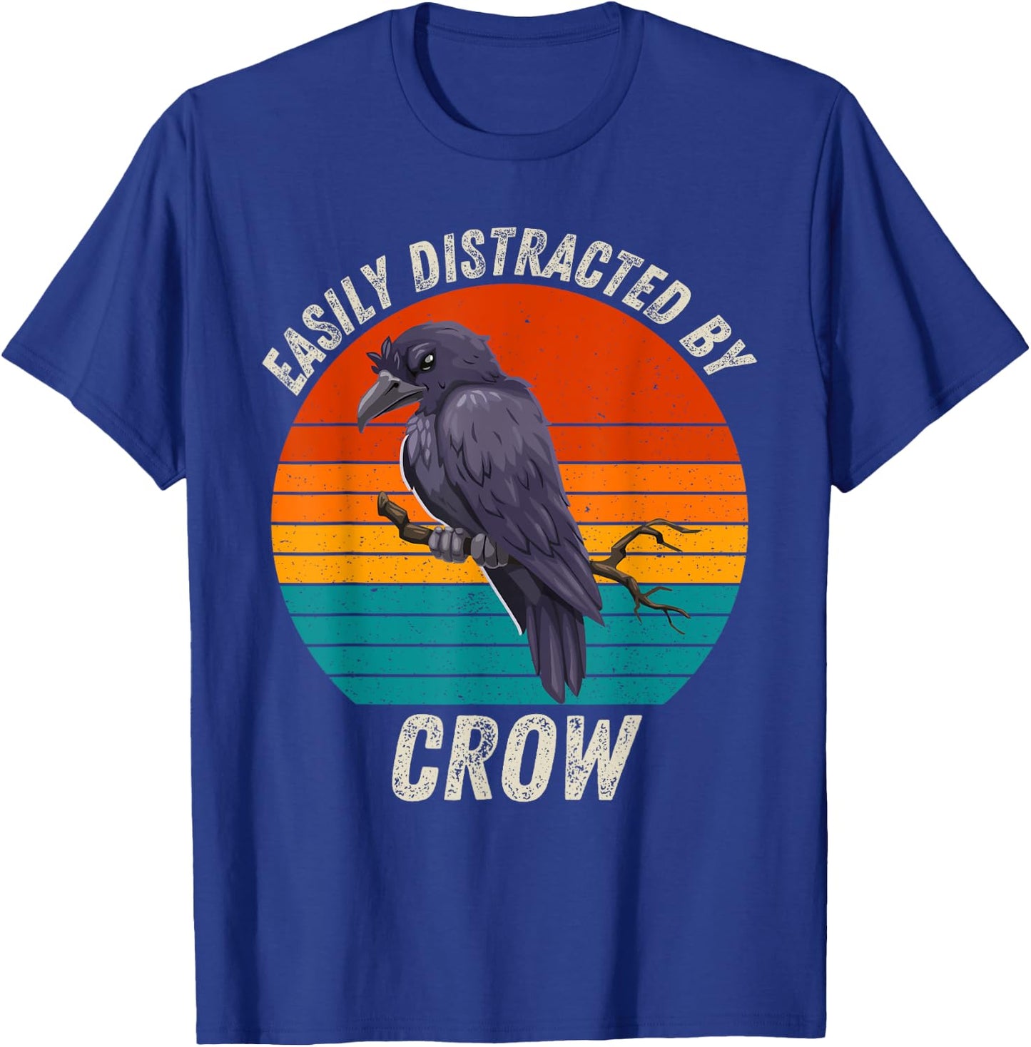 Vintage Easily Distracted By Crow Retro Crow Lover T-Shirt - T-Shirt | Royal