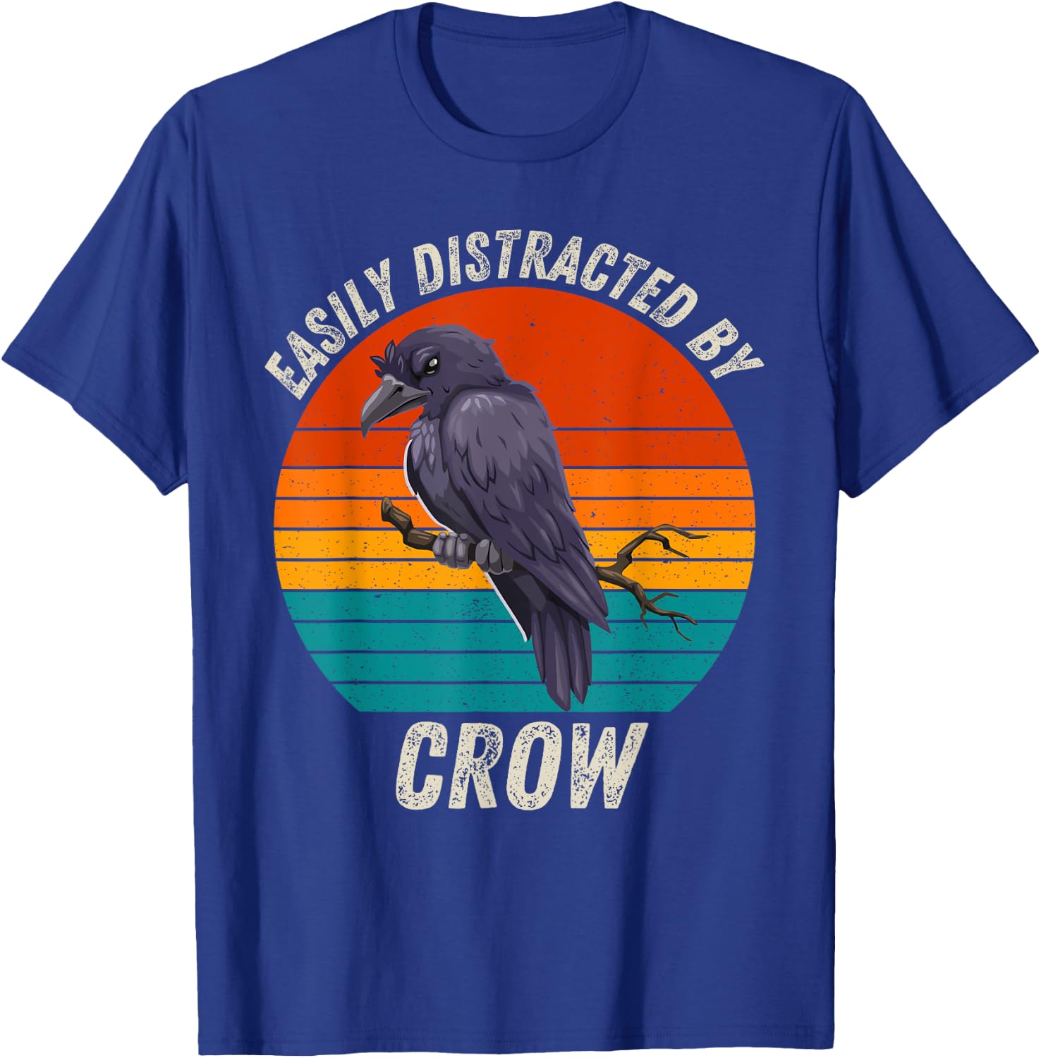 Vintage Easily Distracted By Crow Retro Crow Lover T-Shirt - T-Shirt | Royal