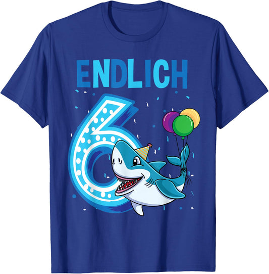 Geschenk 6 Jahre alt Hai Kinder Geburtstag T-Shirt - T-Shirt | Royal