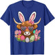 Easter Bunny Highland Cow Farmer Women Girls Easter Day T-Shirt - T-Shirt | Royal