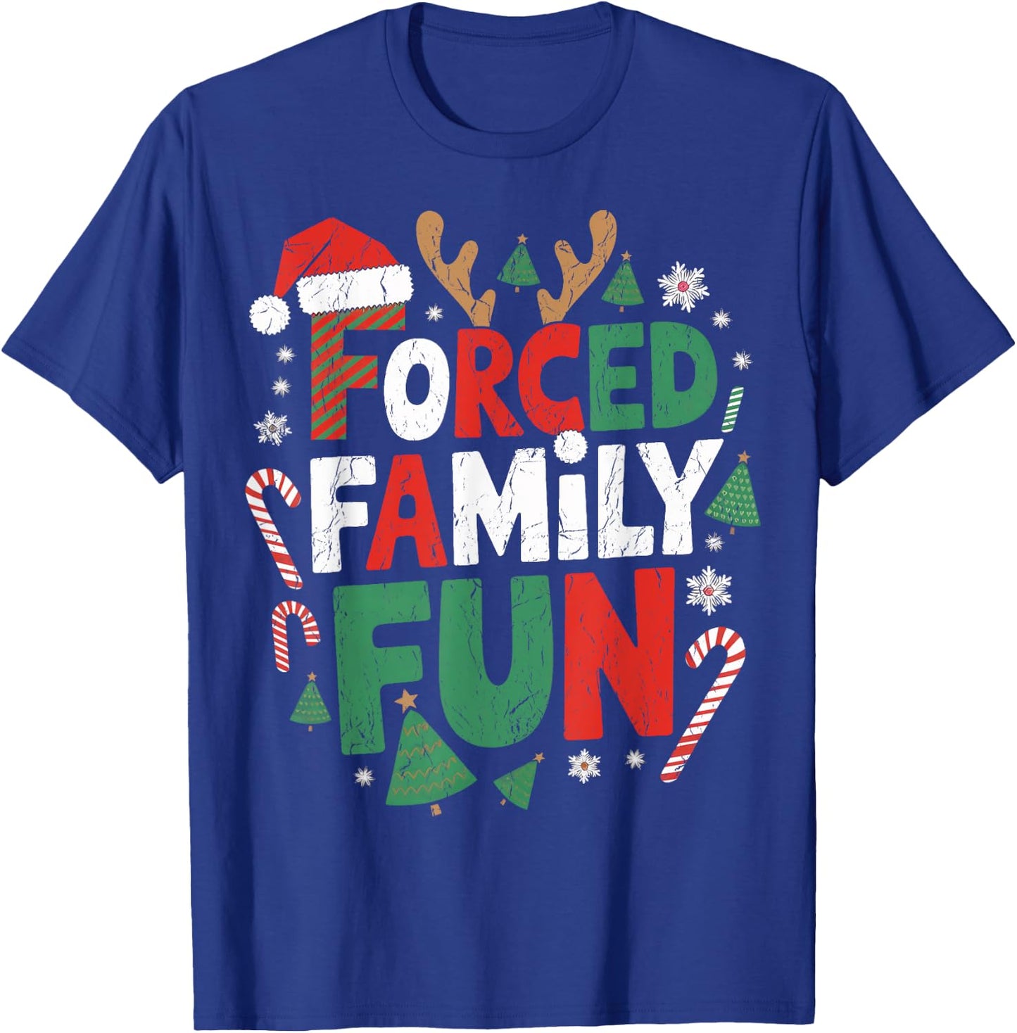Funny Forced Family Fun Christmas Family Christmas Gathering T-Shirt - T-Shirt | Royal