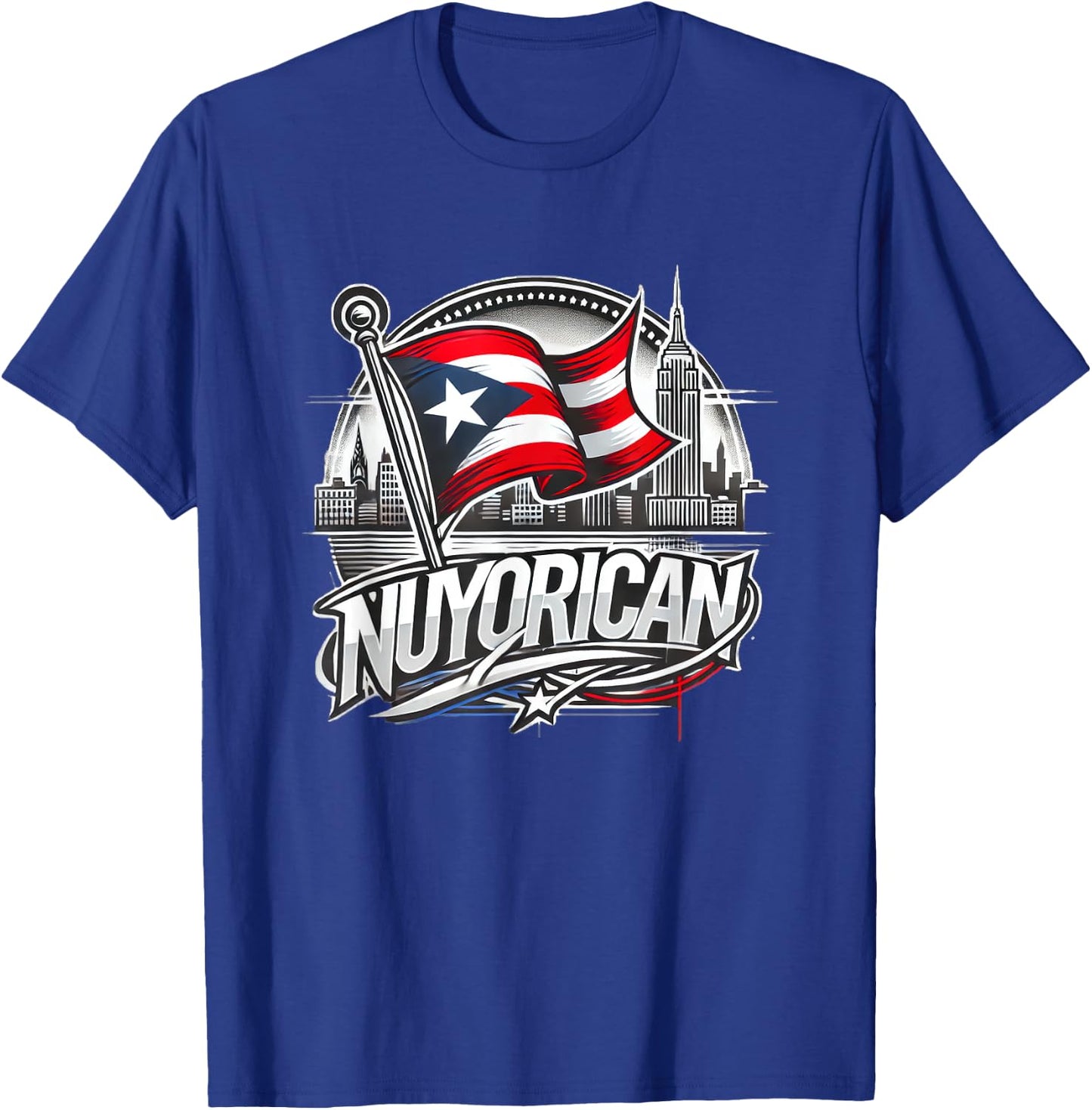 Nuyorican New York Puerto Rican Flag NYC City Backdrop Logo T-Shirt - T-Shirt | Royal