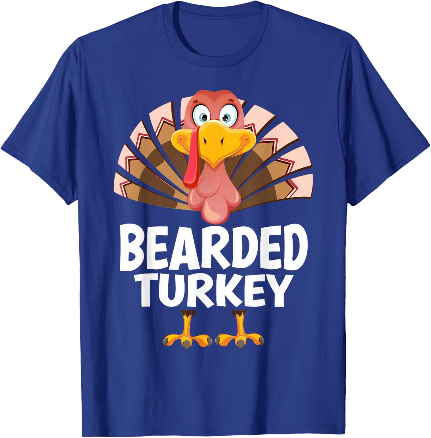 Thanksgiving Bearded Turkey Matching Pajama T-Shirt - T-Shirt | Royal