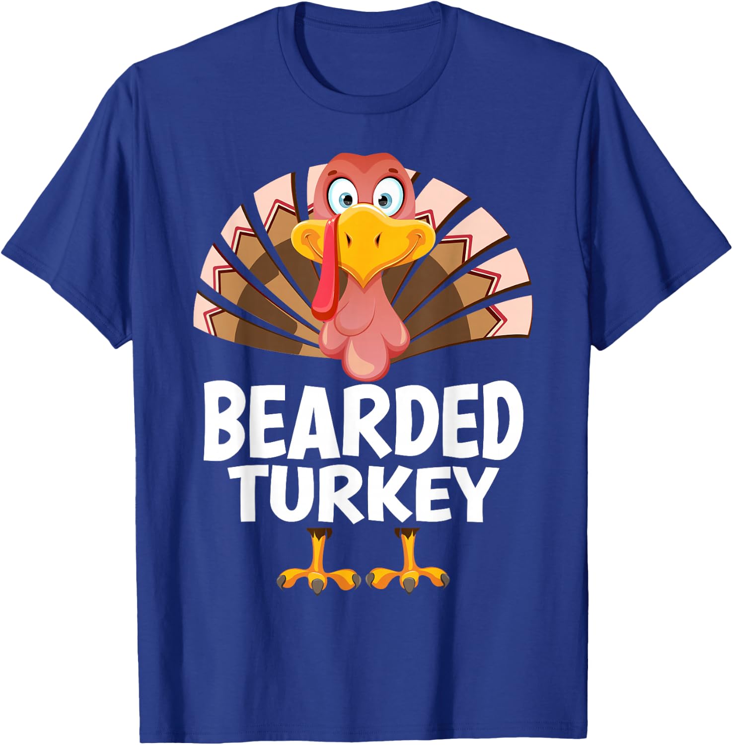 Thanksgiving Bearded Turkey Matching Pajama T-Shirt - T-Shirt | Royal