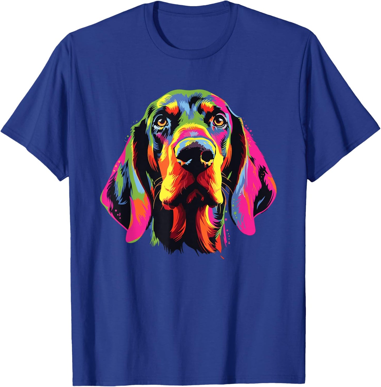 Watercolor Colorful Black And Tan Coonhound Dog Men Women Girls Kids T-Shirt - T-Shirt | Royal