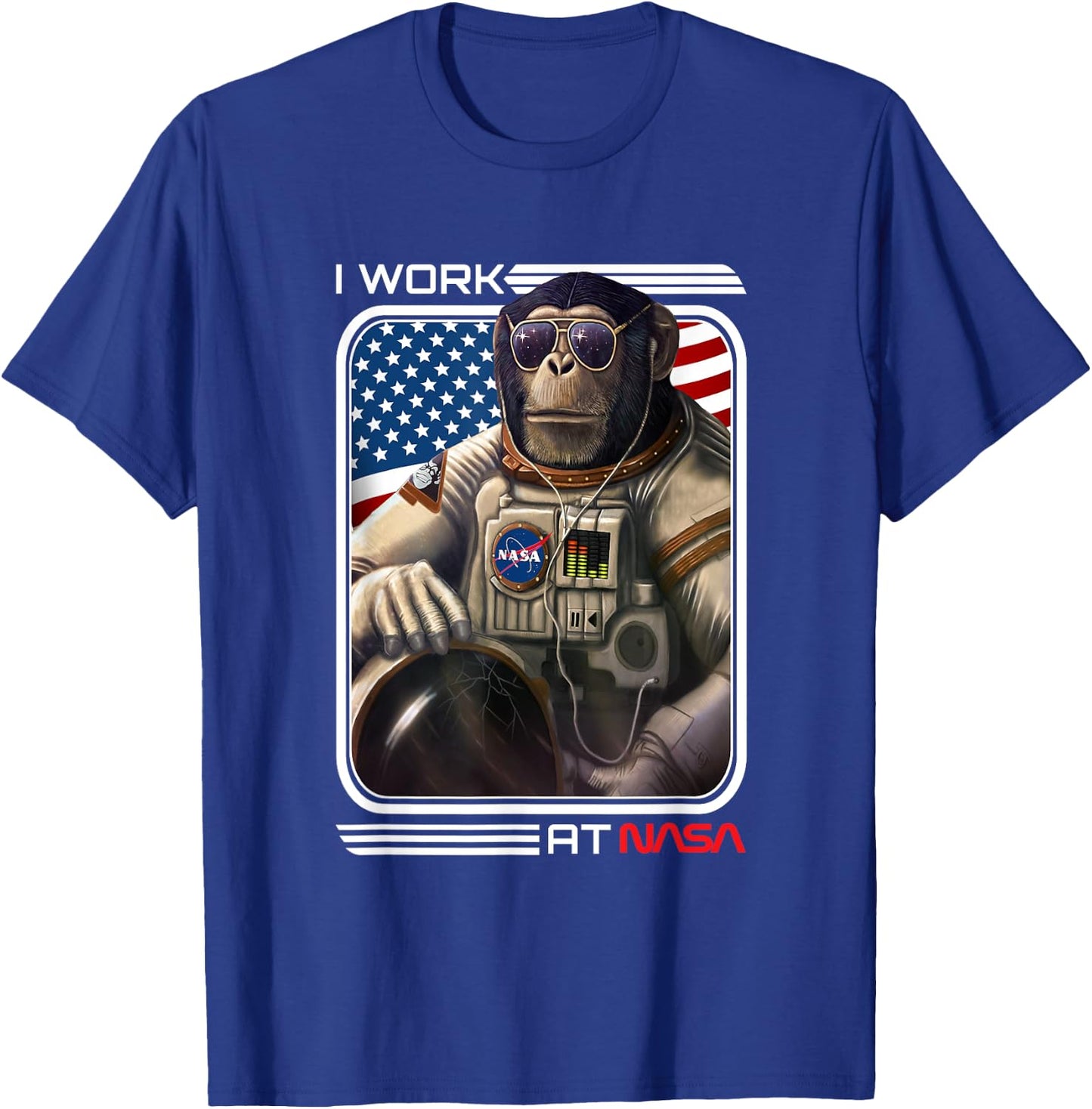 NASA Astronaut monkey Worm logo cool T-Shirt - T-Shirt | Royal