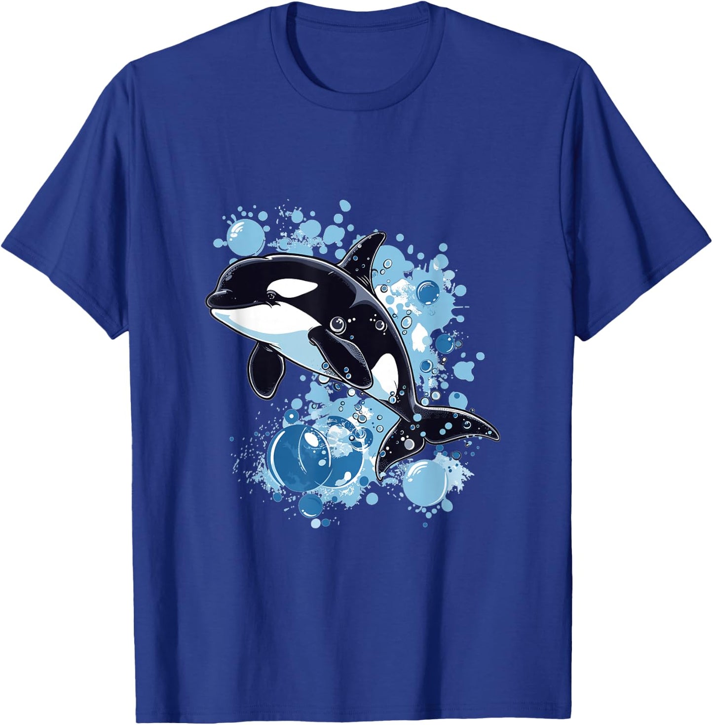 Orca Whale Bubbles Graphic T-Shirt - T-Shirt | Royal