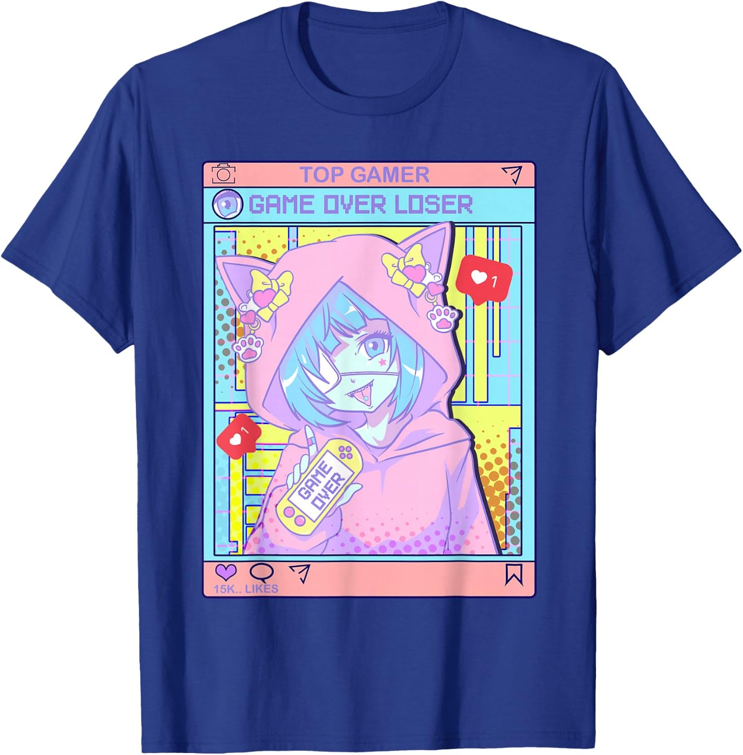 Kawaii Pastel Goth Girl Anime Gamer Game Over Loser T-Shirt - T-Shirt | Royal