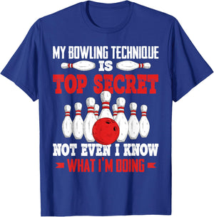 Funny Bowling Technique Ball Bowler Bowling Men Kids Boys T-Shirt - T-Shirt | Royal