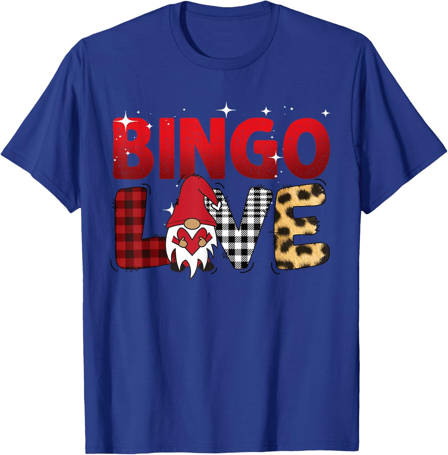 Bingo Love Buffalo Plaid Women Men Gnome Bingo T-Shirt - T-Shirt | Royal