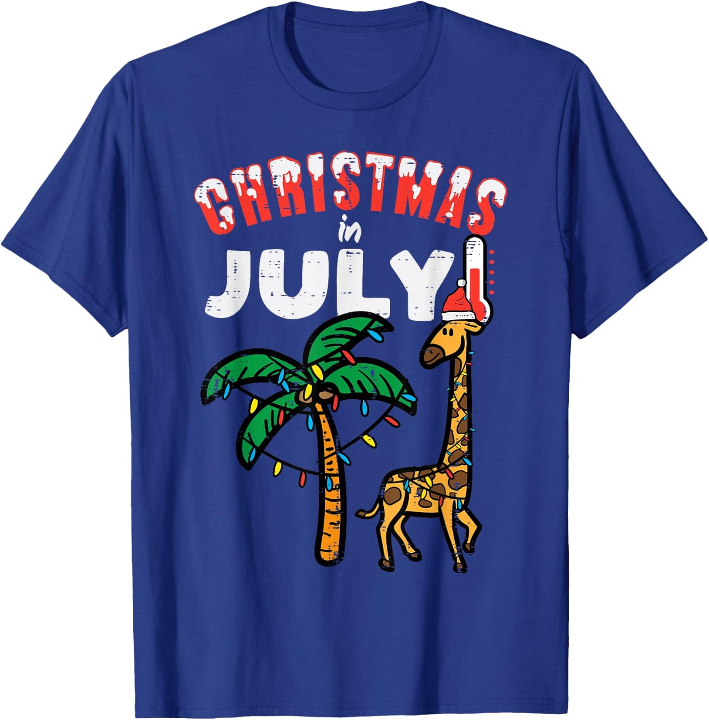 Christmas July Giraffe Palm Tree Cute Xmas Boys Kids Toddler T-Shirt - T-Shirt | Royal