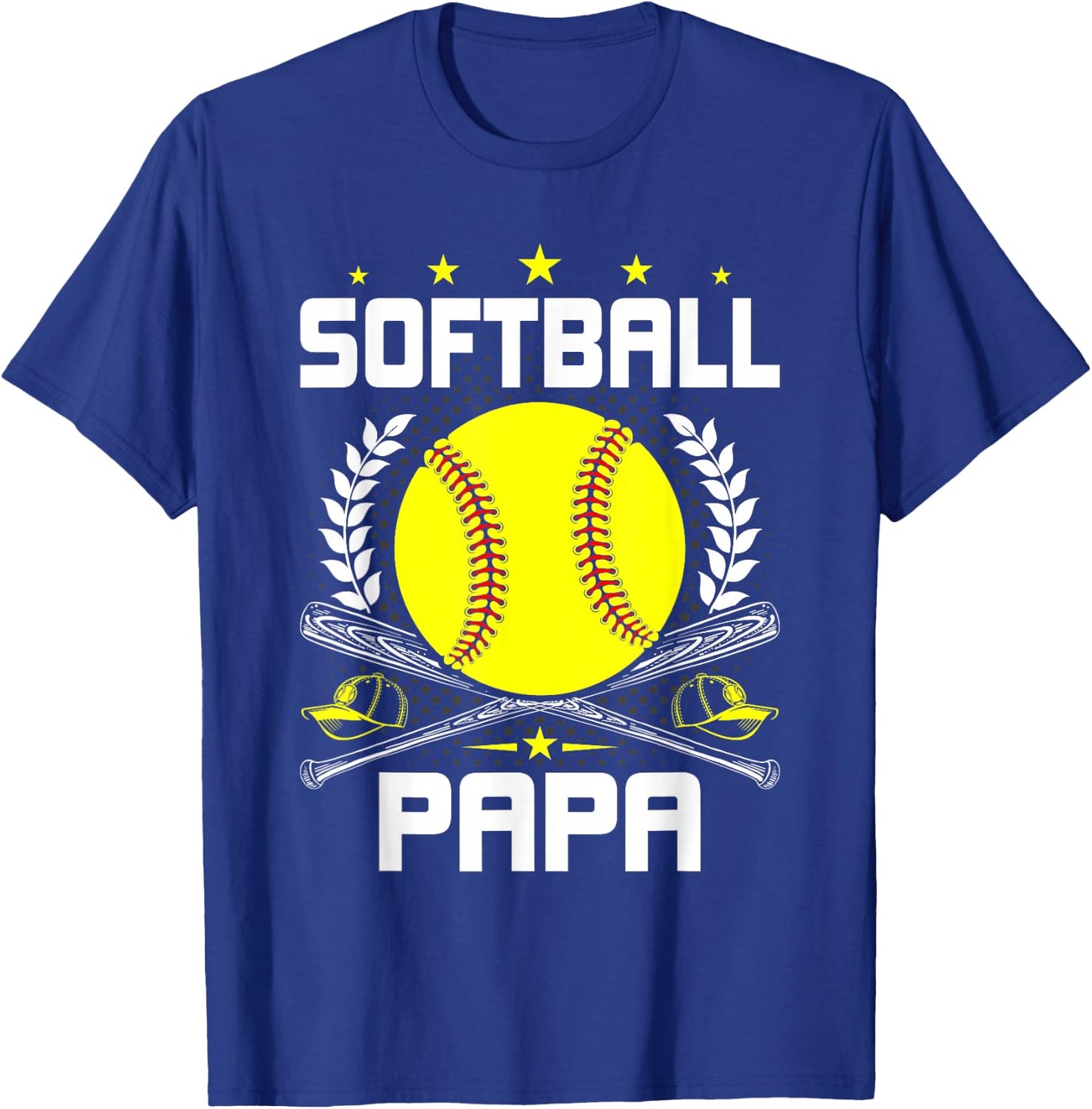 Softball Papa Baseball Lover Dad T-Shirt - T-Shirt | Royal
