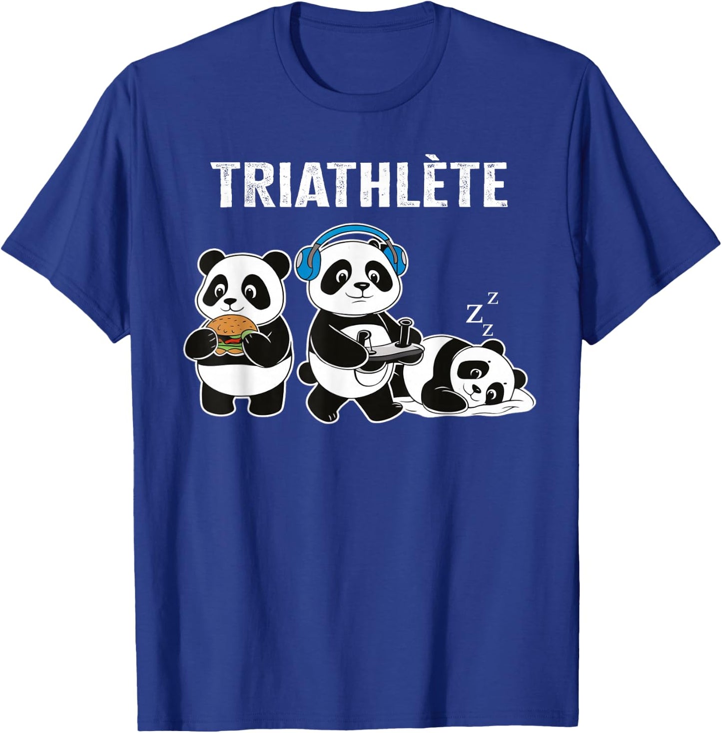 Geek Gift Triathlete Gaming Humor Panda , Black, S T-Shirt - T-Shirt | Royal