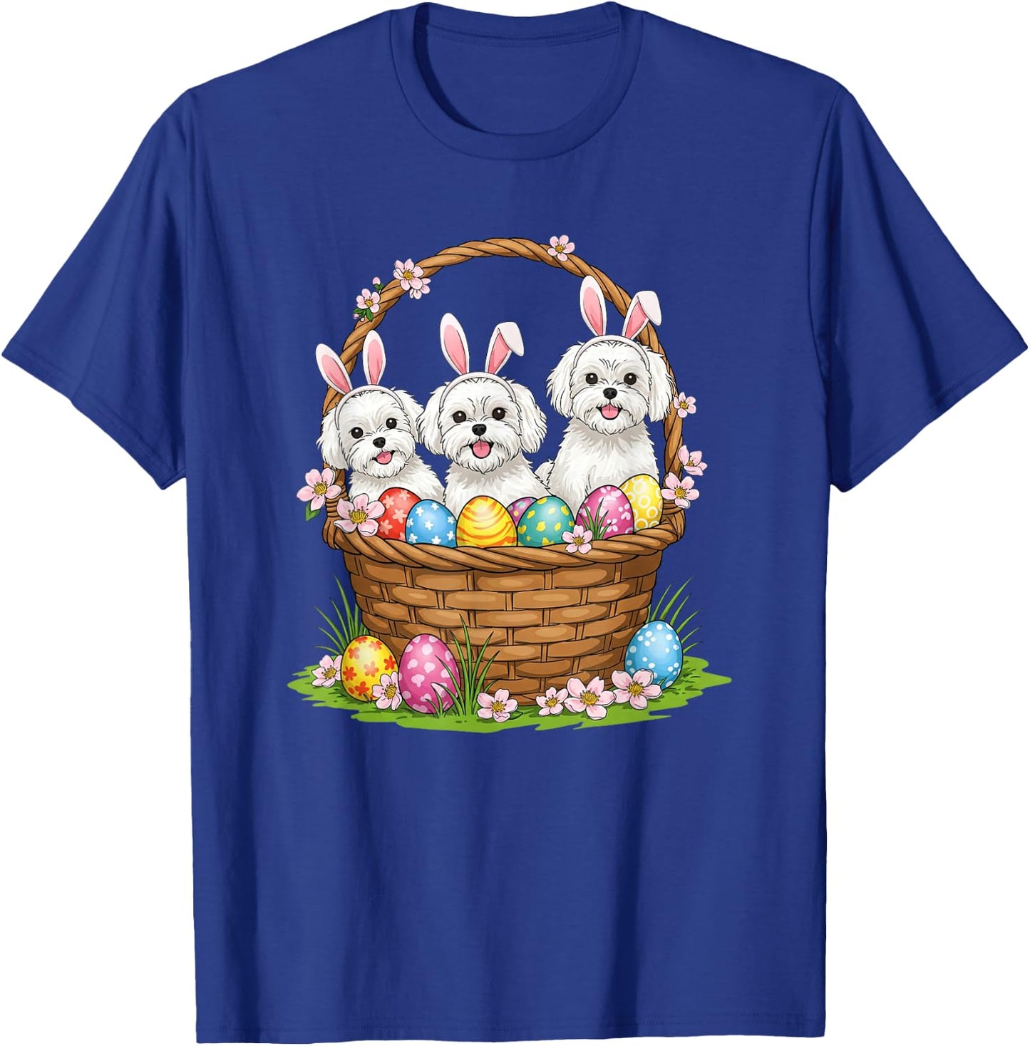 Maltese Bunny Easter Basket Egg Easter Day Kids T-Shirt - T-Shirt | Royal