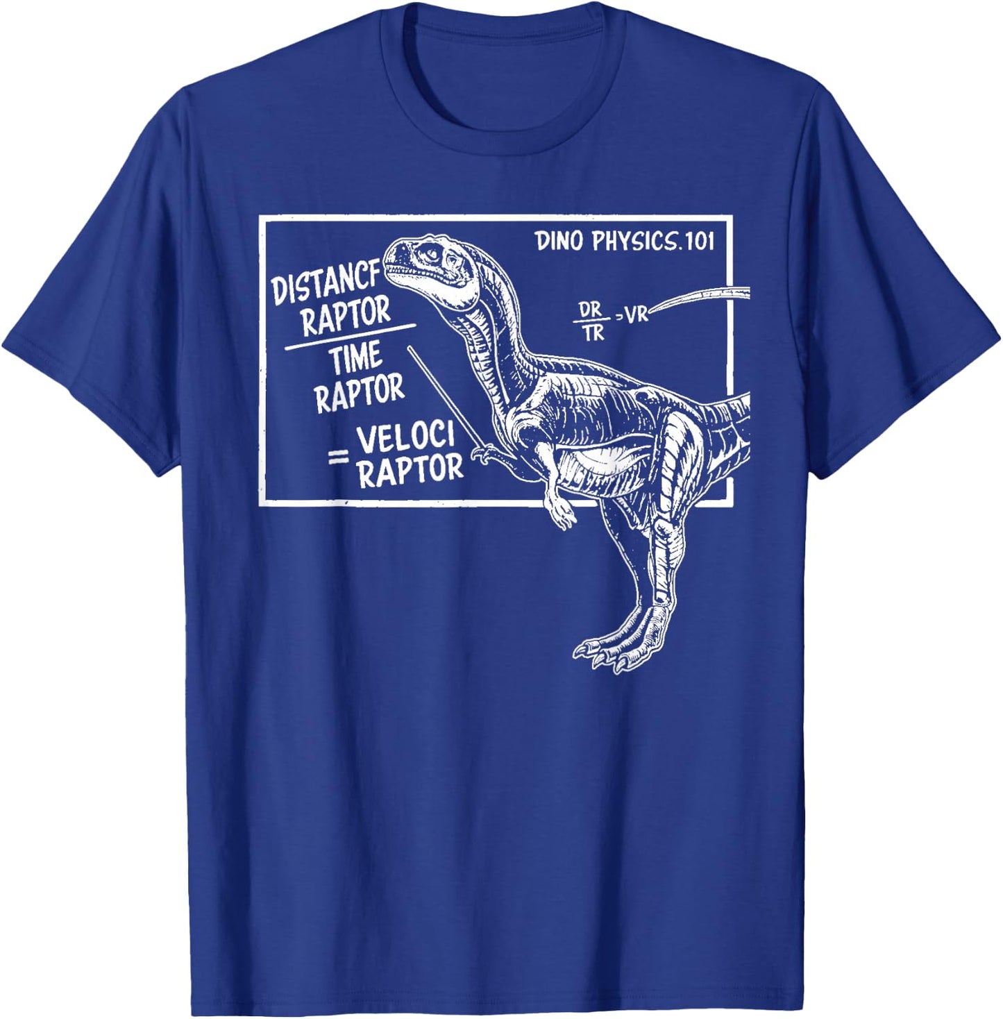 Smart Dinosaur Teacher Science Math Velociraptor Distance T-Shirt - T-Shirt | Royal