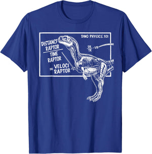 Smart Dinosaur Teacher Science Math Velociraptor Distance T-Shirt - T-Shirt | Royal