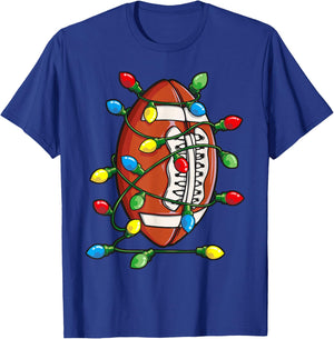 Christmas Football Ball Xmas Lights Funny Boys Men Sport T-Shirt - T-Shirt | Royal