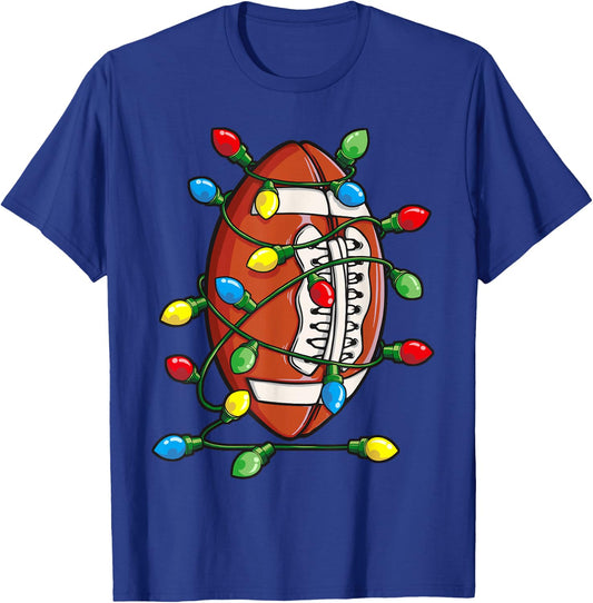 Christmas Football Ball Xmas Lights Funny Boys Men Sport T-Shirt - T-Shirt | Royal