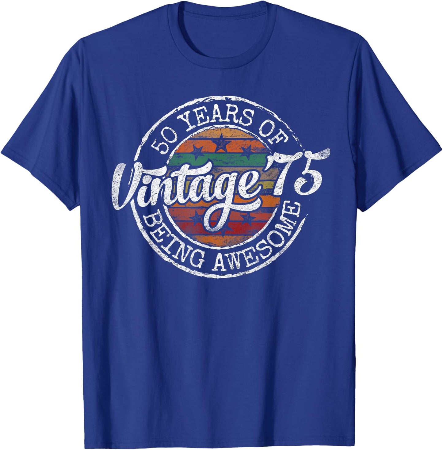 Vintage 1975 Bday Stamp 50th Birthday Gifts 50 Year Old T-Shirt - T-Shirt | Royal