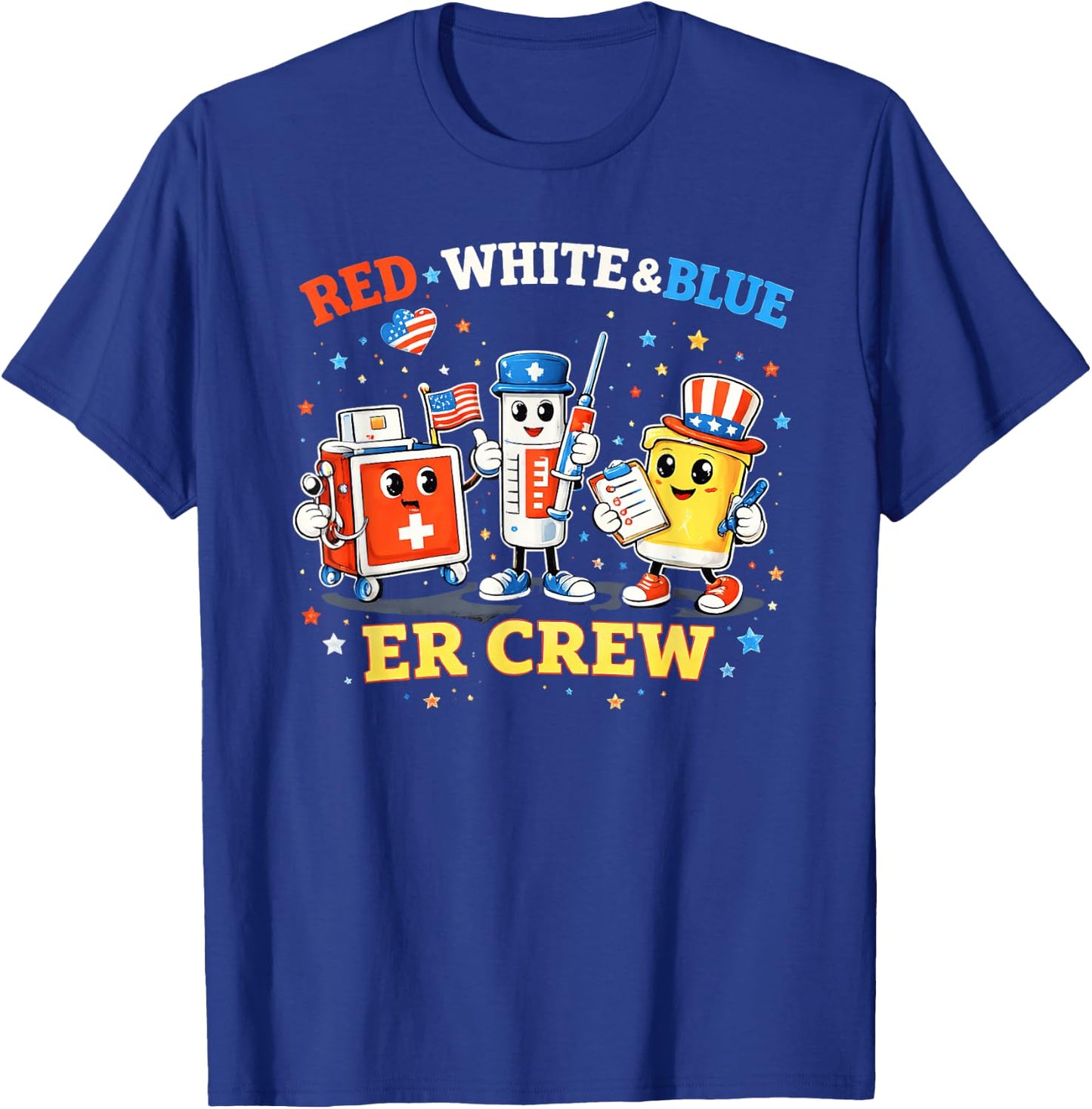 Red White Blue Er Crew Emergency Room 4th of July T-Shirt - T-Shirt | Royal