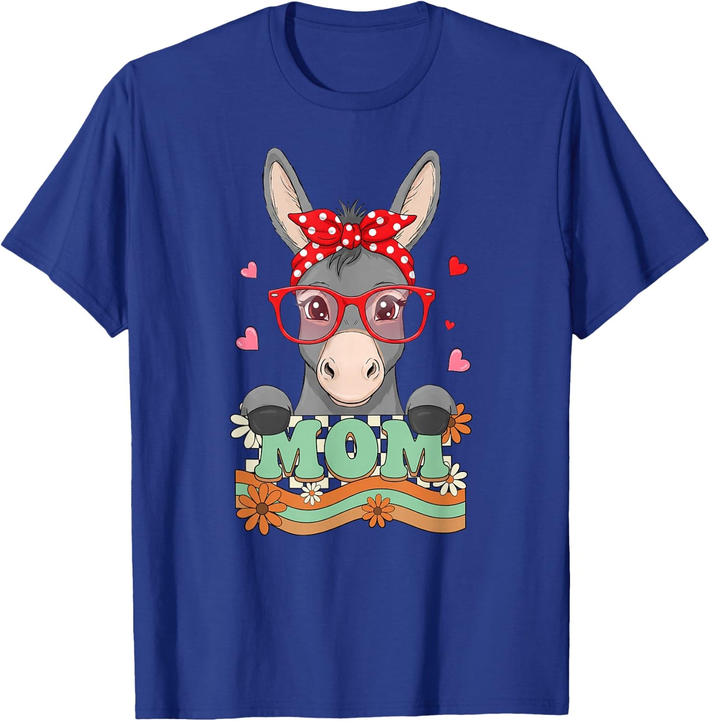 Retro 70s Flower Donkey Mom Mama Grandma Mother's Day T-Shirt - T-Shirt | Royal