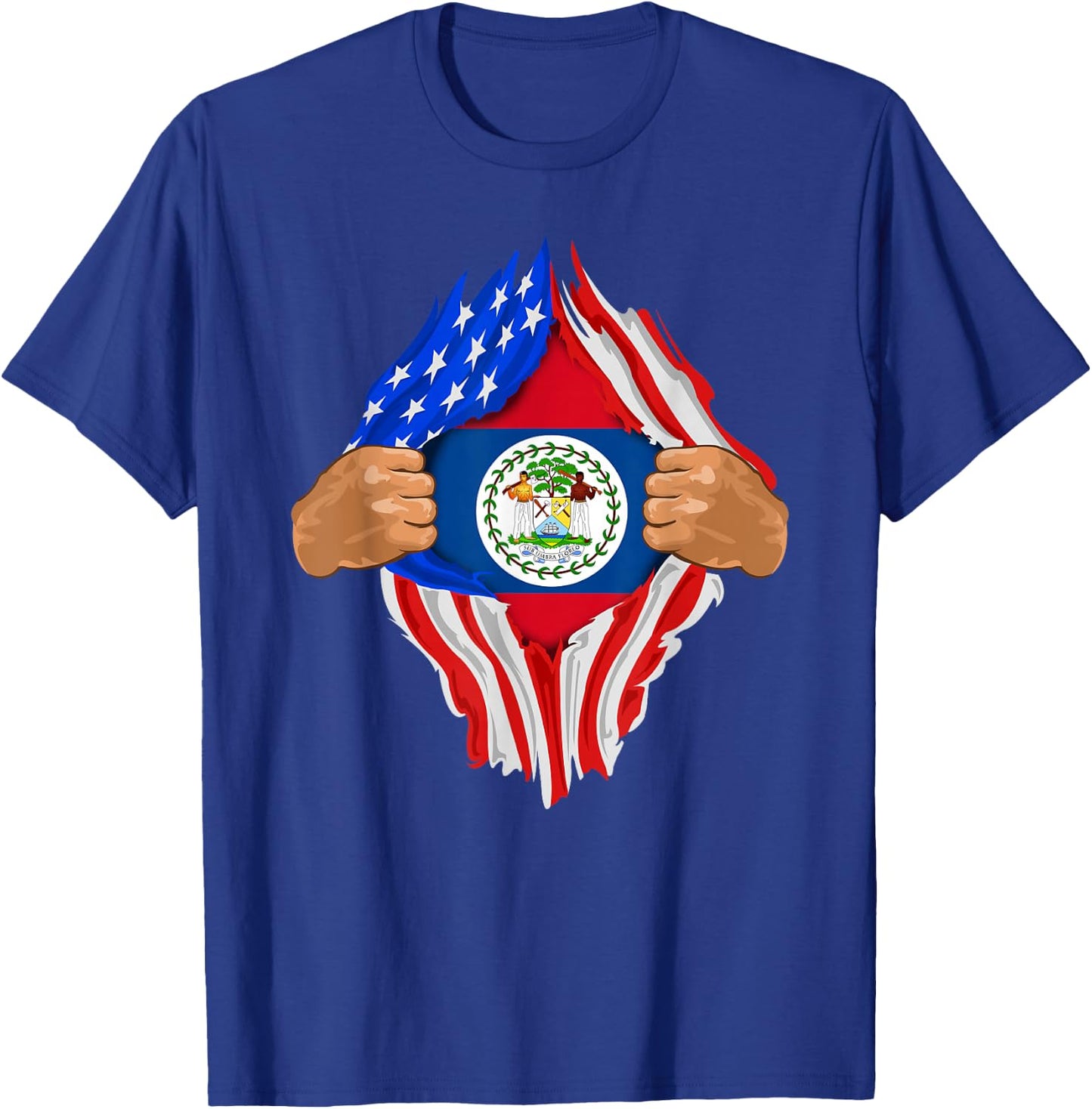 Belizean Blood Inside Me | Belize Flag Gift T-Shirt - T-Shirt | Royal