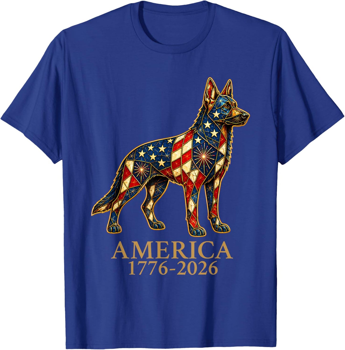America 1776-2026 German Shepherd Patriotic US Flag USA T-Shirt - T-Shirt | Royal
