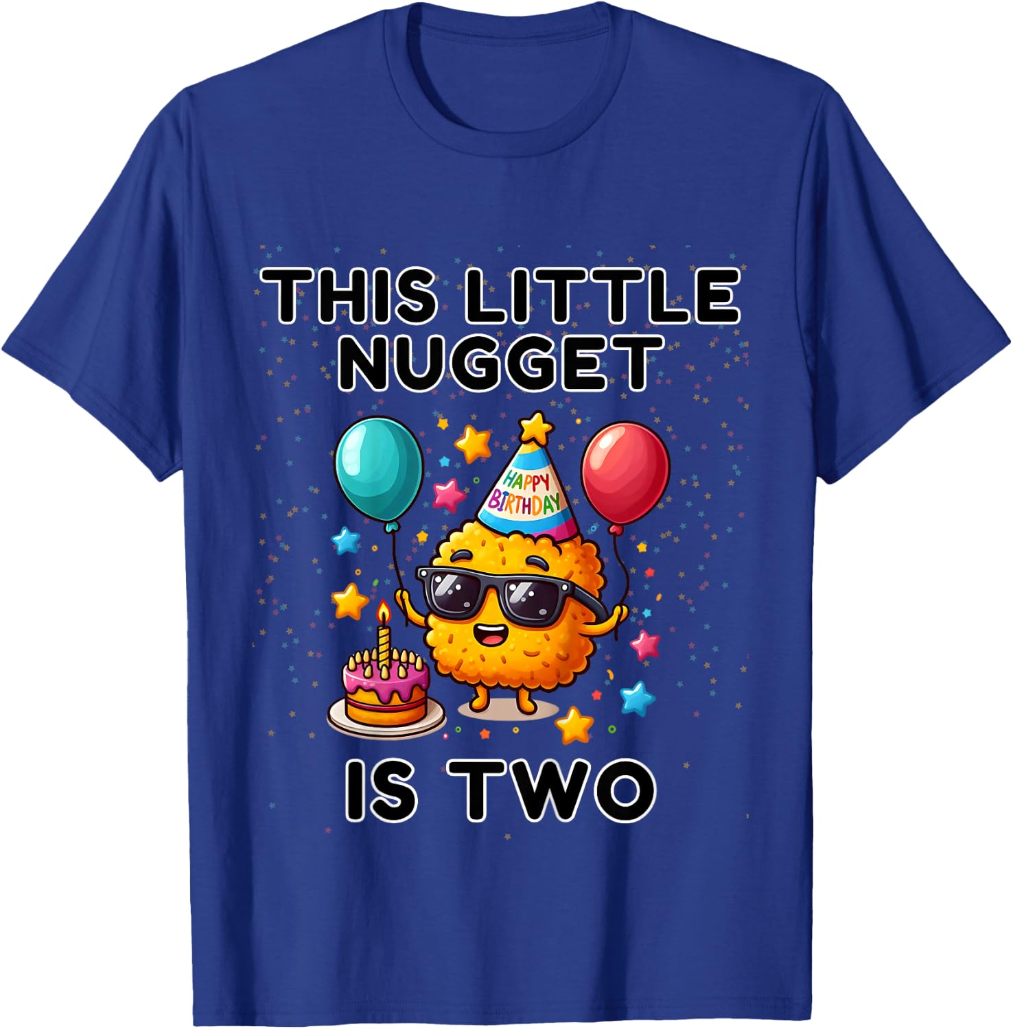 Kids This Little-Nugget is Two, Chicken Nugget 2nd Birthday T-Shirt - T-Shirt | Royal