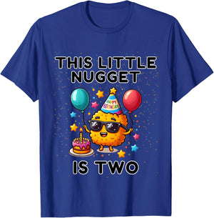 Kids This Little-Nugget is Two, Chicken Nugget 2nd Birthday T-Shirt - T-Shirt | Royal