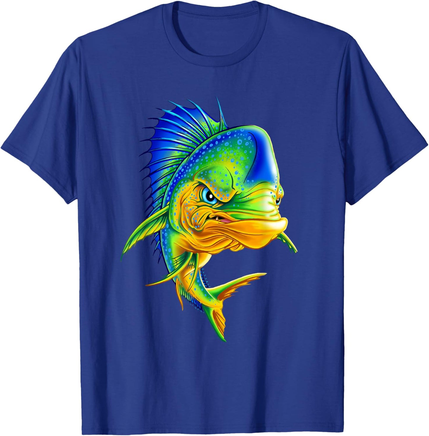 Angry Mahi Mahi Fish Sport Fishing Fisherman Sea Crew T-Shirt - T-Shirt | Royal