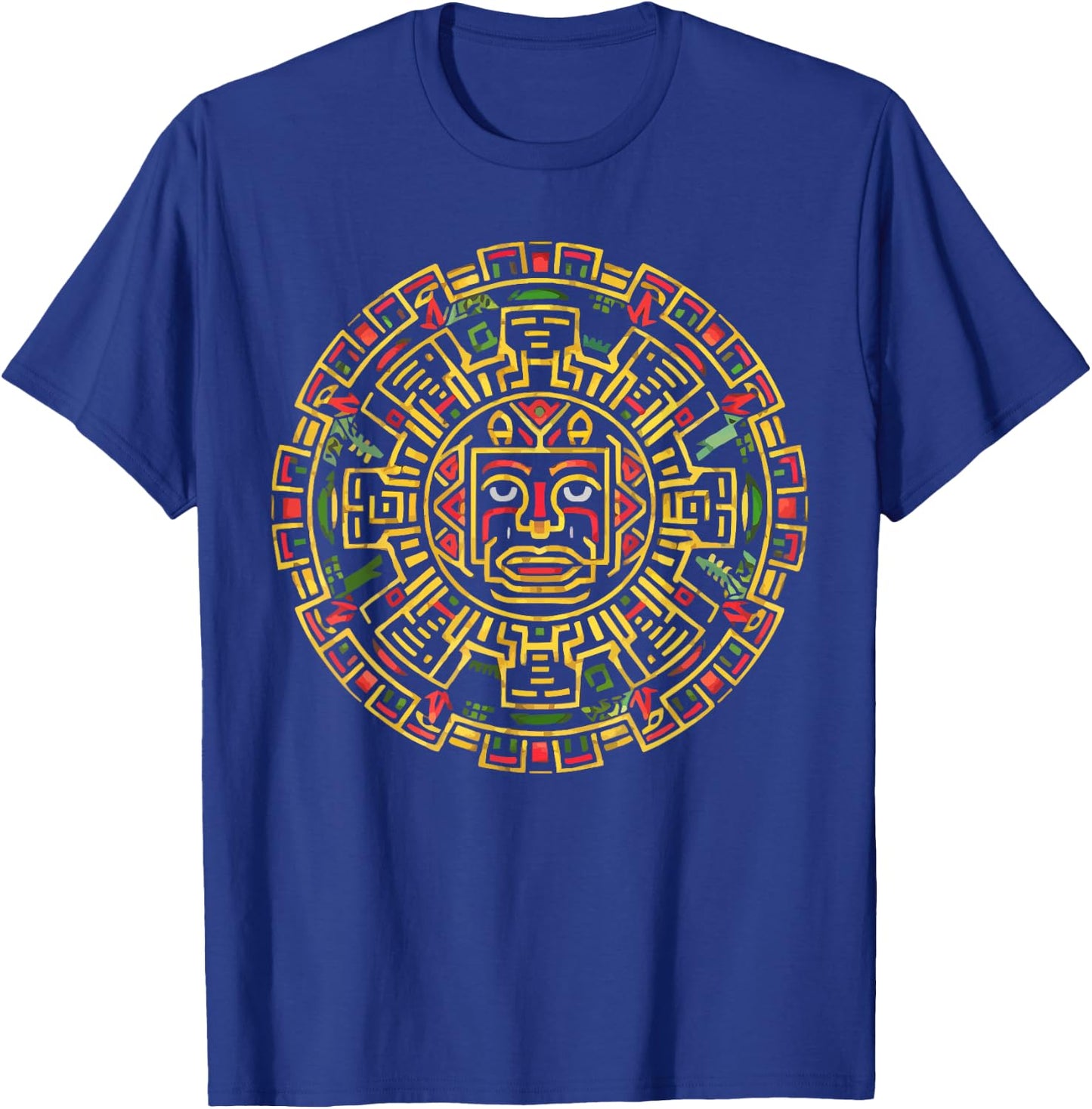Aztec Calendar Mayan Indigenous Mexican Aztec Jaguar T-Shirt - T-Shirt | Royal