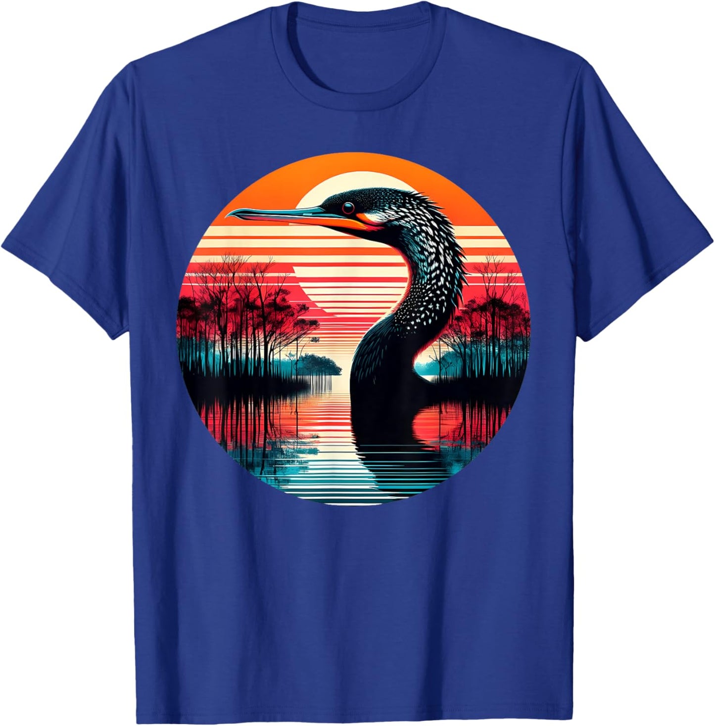 Anhinga Bird Sunset Retro Style Safari Vintage 70s T-Shirt - T-Shirt | Royal
