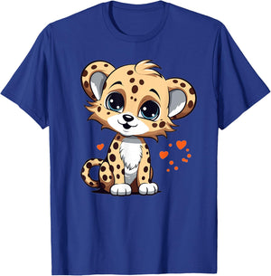 Cute Cheetah with Hearts I Kids Cheetah T-Shirt - T-Shirt | Royal