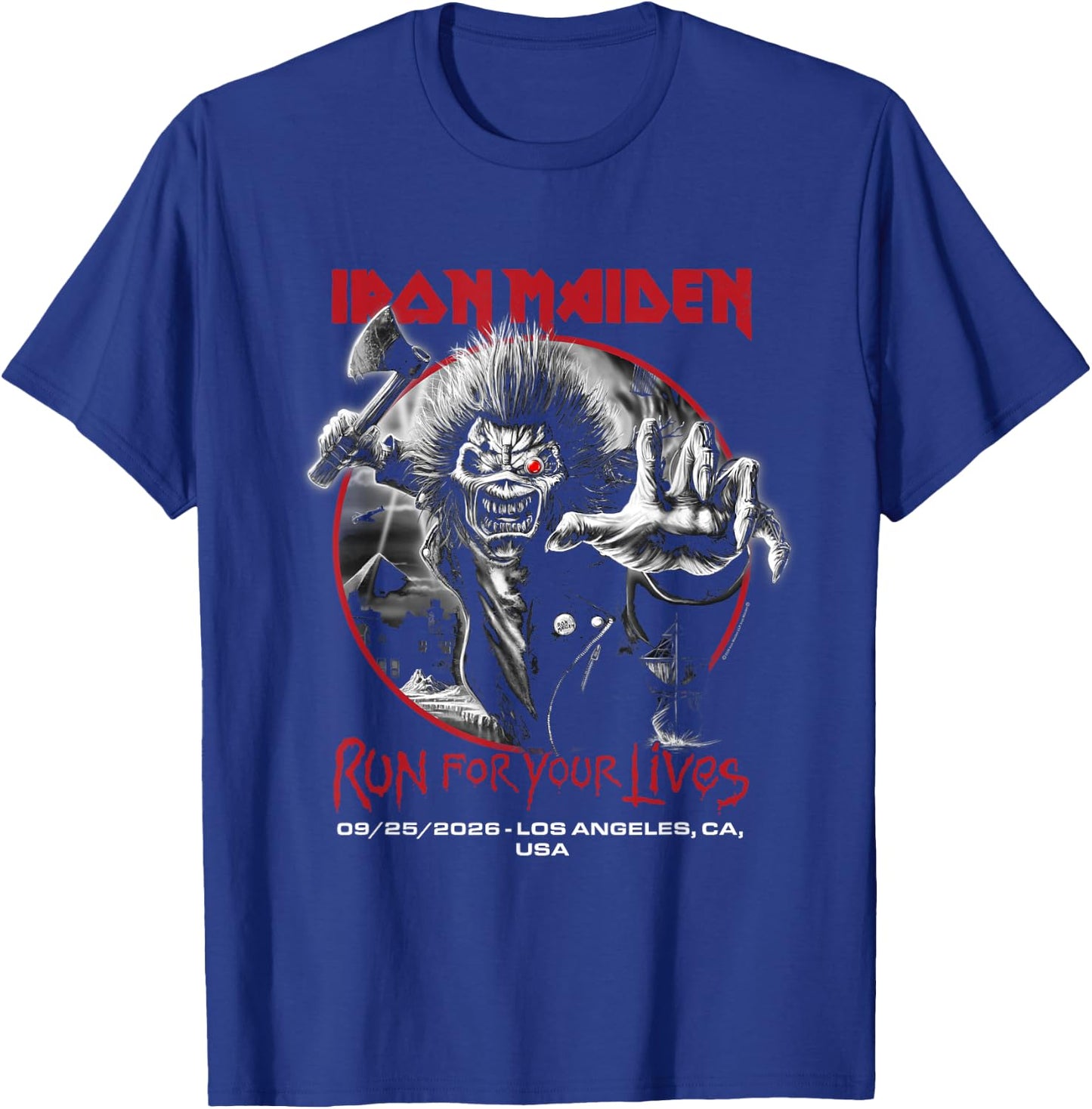 Iron Maiden Run for Your Lives Tour 2026 Los Angeles T-Shirt - T-Shirt | Royal