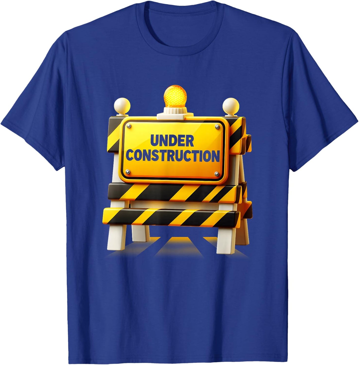 Luminous Yellow Construction Sign with Warning Light T-Shirt - T-Shirt | Royal