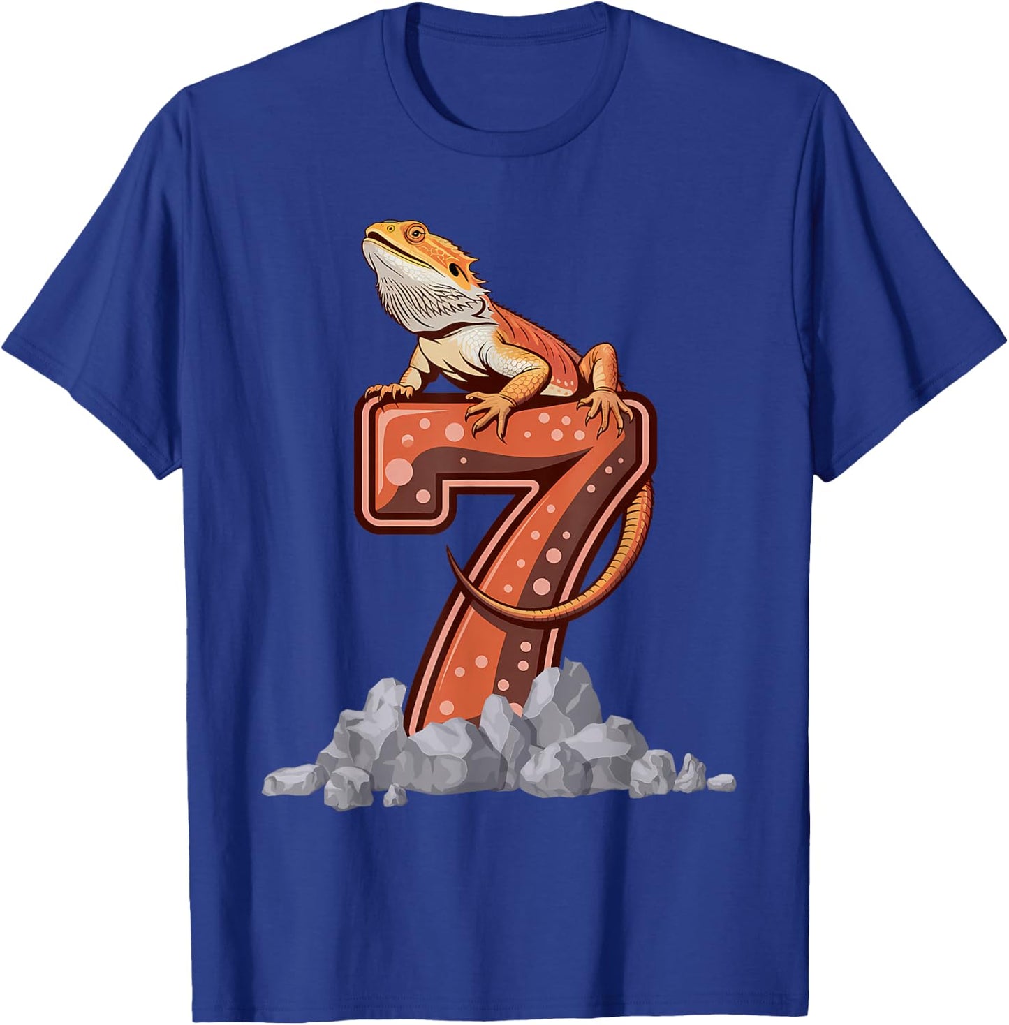 7 Year Old Bearded dragon Reptile 7th Birthday Party B-day T-Shirt - T-Shirt | Royal