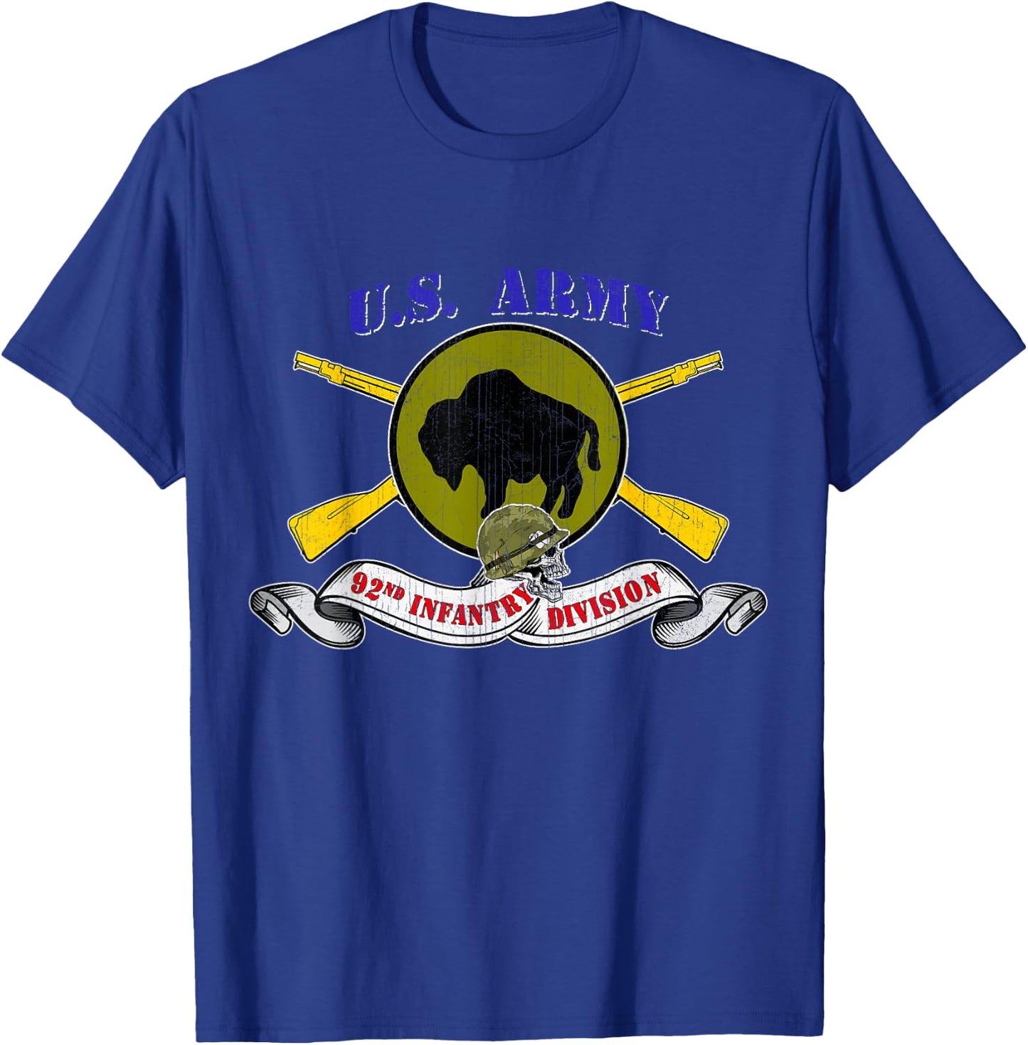 92nd Infantry Division 92nd ID Veteran Vintage Gifts T-Shirt - T-Shirt | Royal